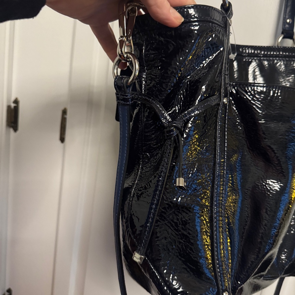 Like New Coach 🔥 Vintage Audrey Patent Leather Navy Tote Shoulder Bag - Picture 13 of 14